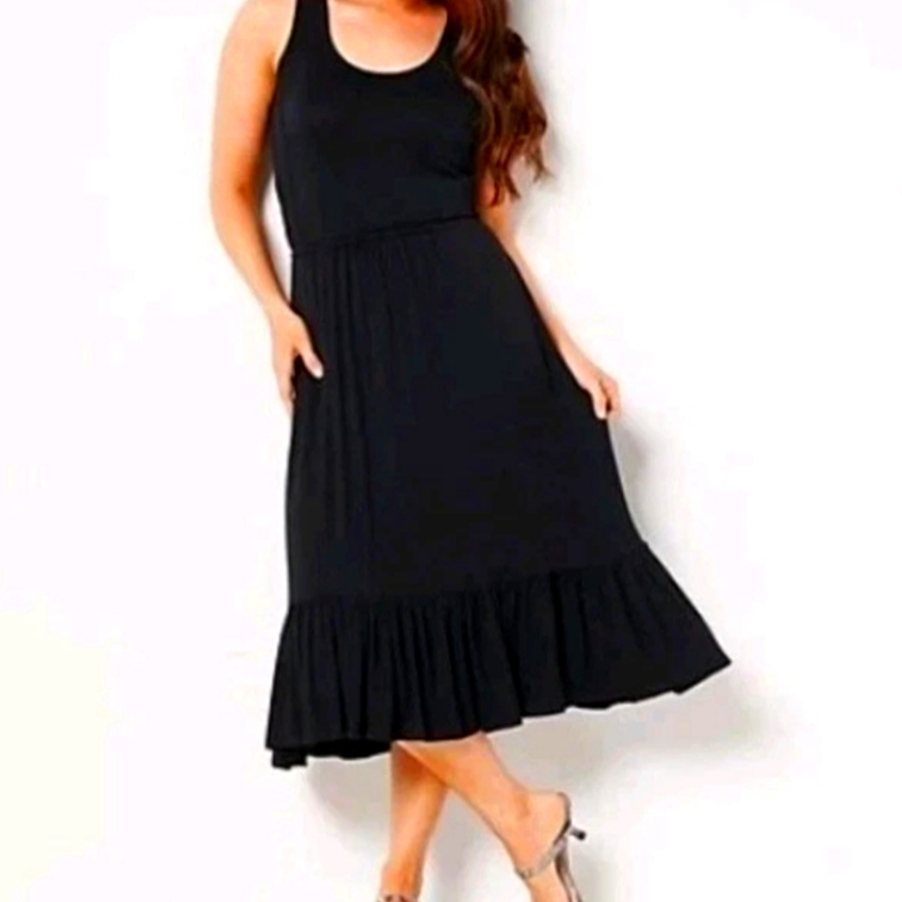 Jason Wu Black Sleeveless Scoop Neck Midi Dress New Size 5X
